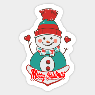 Snowman Hearts Sticker